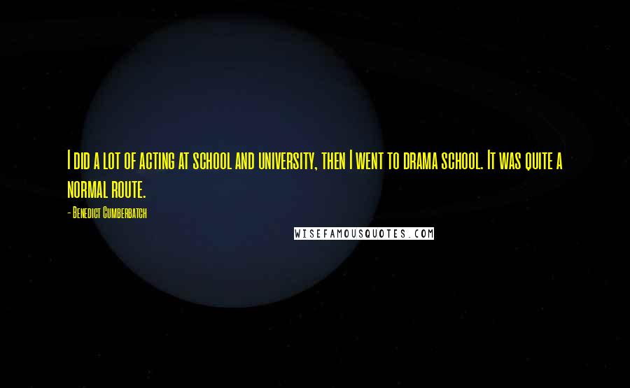 Benedict Cumberbatch Quotes: I did a lot of acting at school and university, then I went to drama school. It was quite a normal route.
