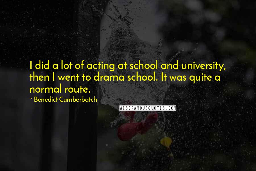 Benedict Cumberbatch Quotes: I did a lot of acting at school and university, then I went to drama school. It was quite a normal route.
