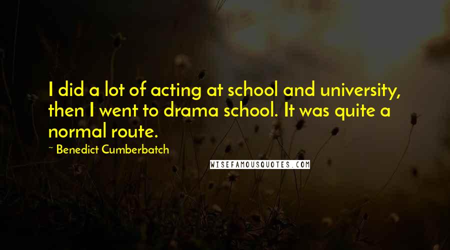 Benedict Cumberbatch Quotes: I did a lot of acting at school and university, then I went to drama school. It was quite a normal route.