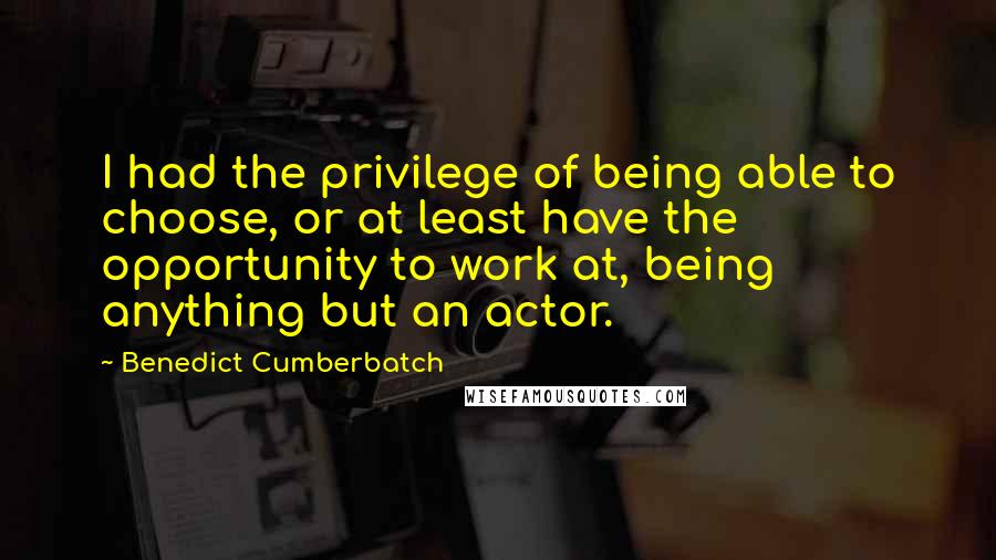 Benedict Cumberbatch Quotes: I had the privilege of being able to choose, or at least have the opportunity to work at, being anything but an actor.