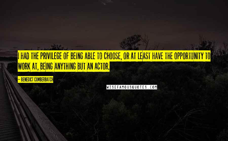 Benedict Cumberbatch Quotes: I had the privilege of being able to choose, or at least have the opportunity to work at, being anything but an actor.