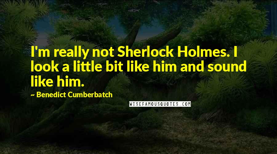 Benedict Cumberbatch Quotes: I'm really not Sherlock Holmes. I look a little bit like him and sound like him.