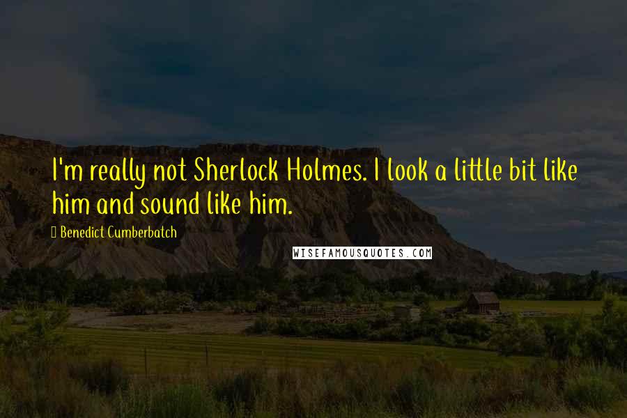 Benedict Cumberbatch Quotes: I'm really not Sherlock Holmes. I look a little bit like him and sound like him.