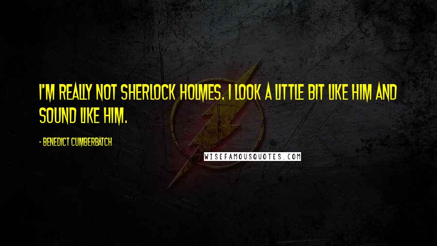 Benedict Cumberbatch Quotes: I'm really not Sherlock Holmes. I look a little bit like him and sound like him.