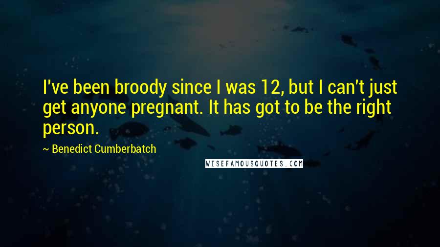 Benedict Cumberbatch Quotes: I've been broody since I was 12, but I can't just get anyone pregnant. It has got to be the right person.