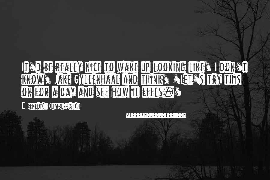 Benedict Cumberbatch Quotes: It'd be really nice to wake up looking like, I don't know, Jake Gyllenhaal and think, 'Let's try this on for a day and see how it feels.'