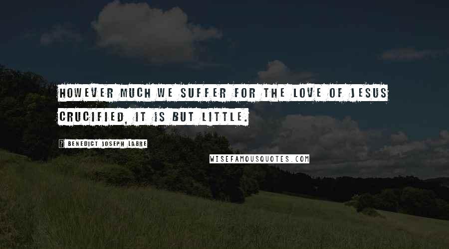 Benedict Joseph Labre Quotes: However much we suffer for the love of Jesus Crucified, it is but little.