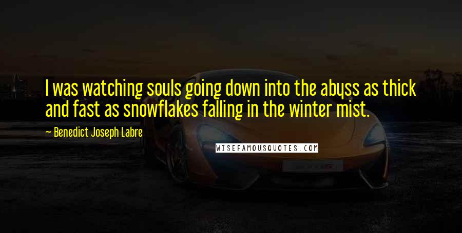 Benedict Joseph Labre Quotes: I was watching souls going down into the abyss as thick and fast as snowflakes falling in the winter mist.