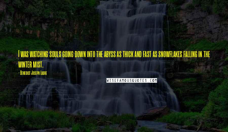 Benedict Joseph Labre Quotes: I was watching souls going down into the abyss as thick and fast as snowflakes falling in the winter mist.