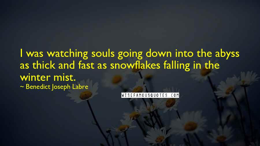 Benedict Joseph Labre Quotes: I was watching souls going down into the abyss as thick and fast as snowflakes falling in the winter mist.