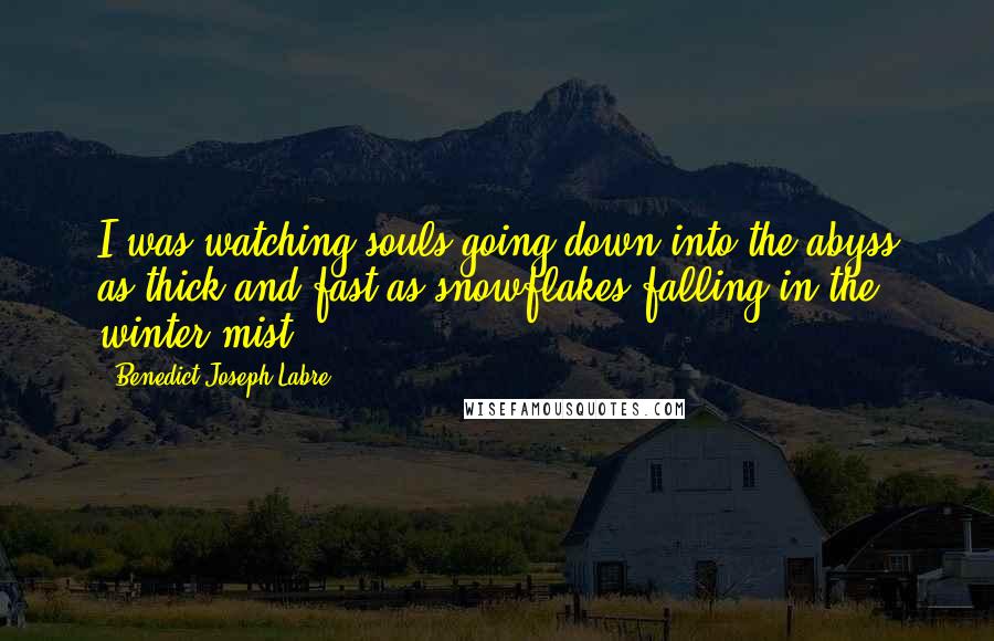 Benedict Joseph Labre Quotes: I was watching souls going down into the abyss as thick and fast as snowflakes falling in the winter mist.