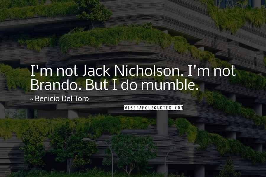 Benicio Del Toro Quotes: I'm not Jack Nicholson. I'm not Brando. But I do mumble.