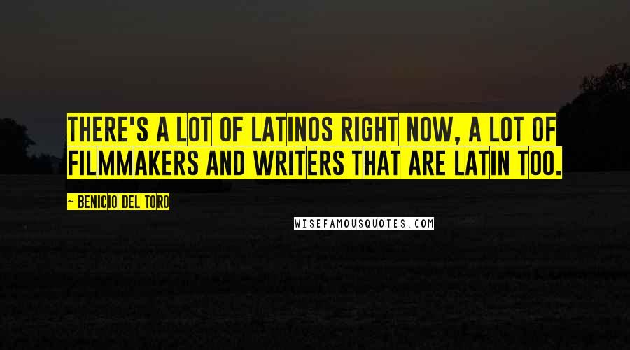 Benicio Del Toro Quotes: There's a lot of Latinos right now, a lot of filmmakers and writers that are Latin too.