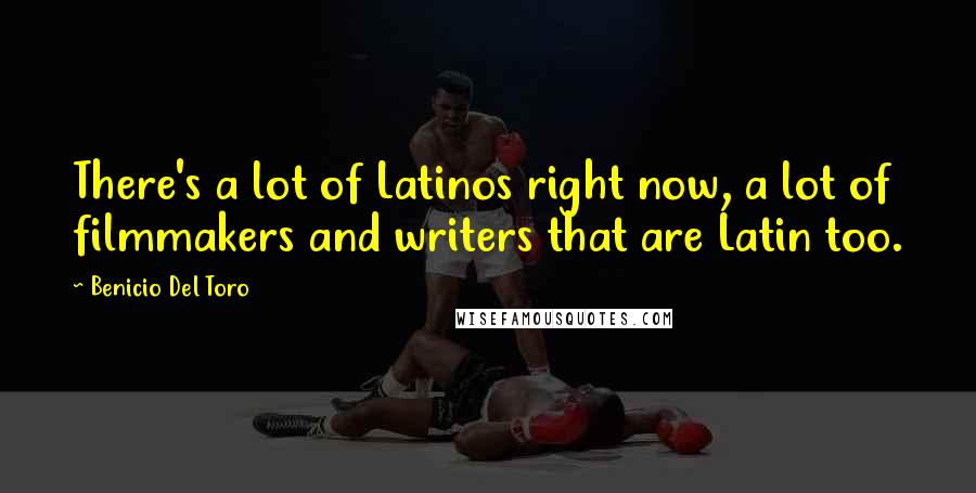 Benicio Del Toro Quotes: There's a lot of Latinos right now, a lot of filmmakers and writers that are Latin too.