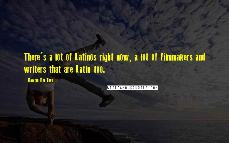 Benicio Del Toro Quotes: There's a lot of Latinos right now, a lot of filmmakers and writers that are Latin too.