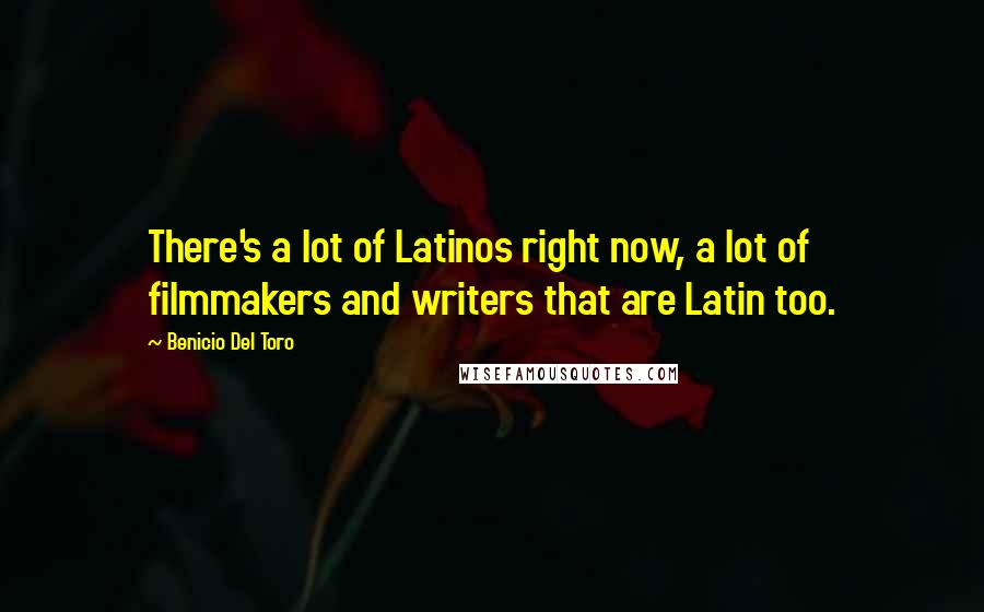 Benicio Del Toro Quotes: There's a lot of Latinos right now, a lot of filmmakers and writers that are Latin too.