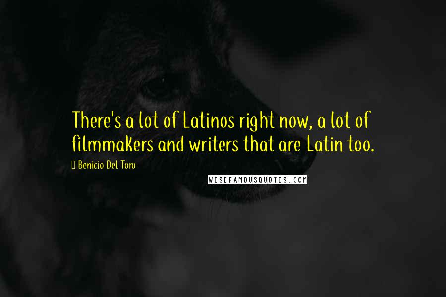 Benicio Del Toro Quotes: There's a lot of Latinos right now, a lot of filmmakers and writers that are Latin too.