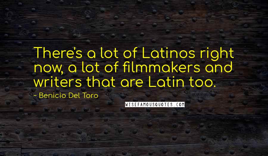 Benicio Del Toro Quotes: There's a lot of Latinos right now, a lot of filmmakers and writers that are Latin too.