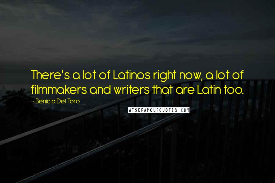Benicio Del Toro Quotes: There's a lot of Latinos right now, a lot of filmmakers and writers that are Latin too.