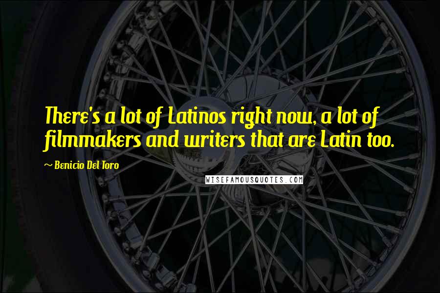 Benicio Del Toro Quotes: There's a lot of Latinos right now, a lot of filmmakers and writers that are Latin too.