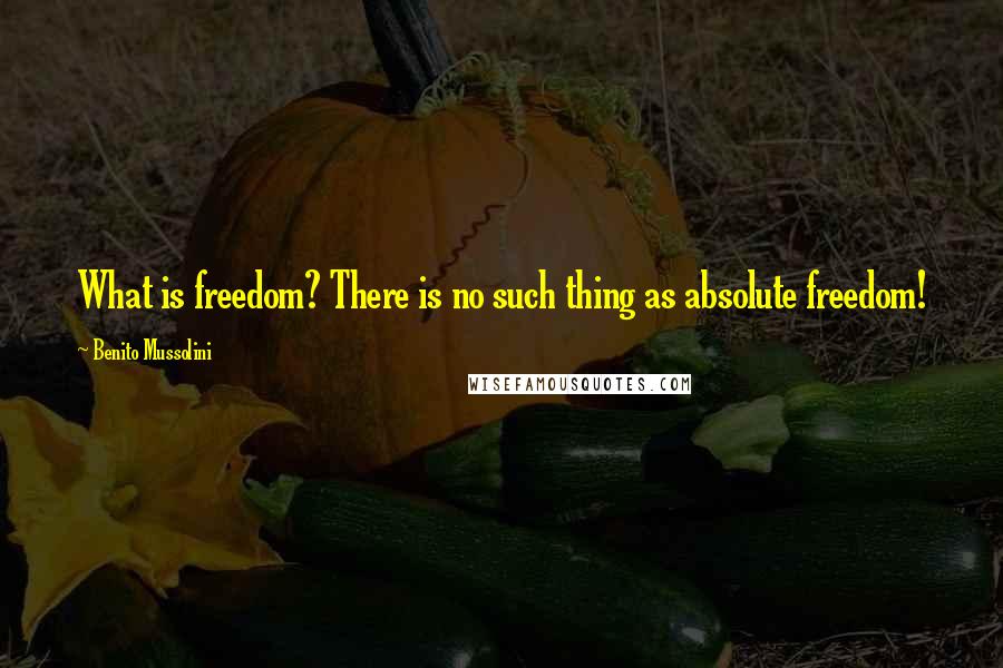 Benito Mussolini Quotes: What is freedom? There is no such thing as absolute freedom!