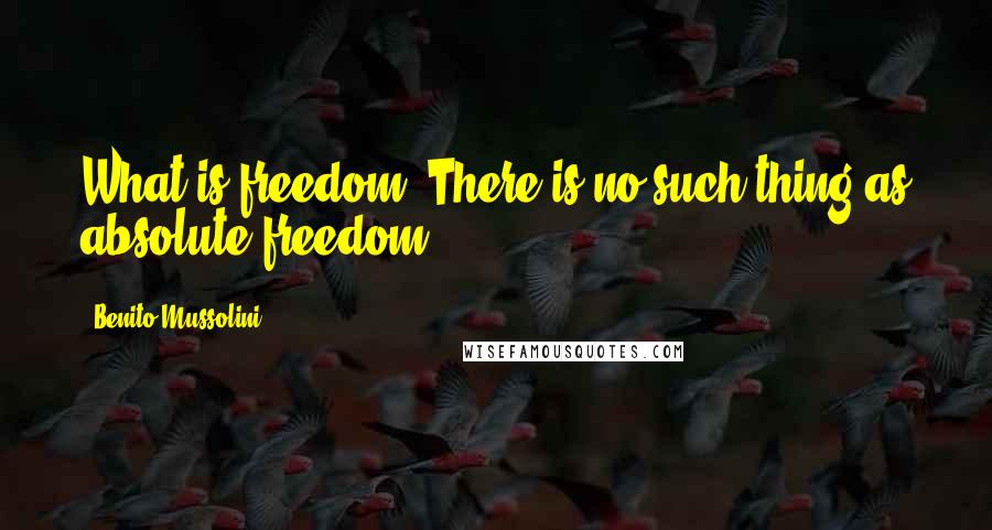 Benito Mussolini Quotes: What is freedom? There is no such thing as absolute freedom!