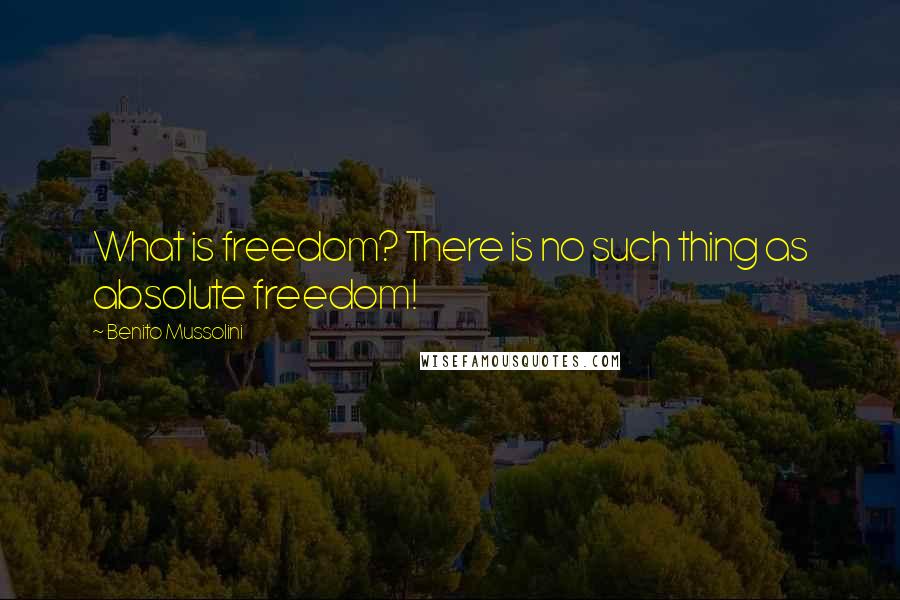 Benito Mussolini Quotes: What is freedom? There is no such thing as absolute freedom!