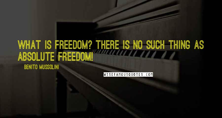 Benito Mussolini Quotes: What is freedom? There is no such thing as absolute freedom!