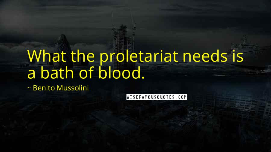 Benito Mussolini Quotes: What the proletariat needs is a bath of blood.