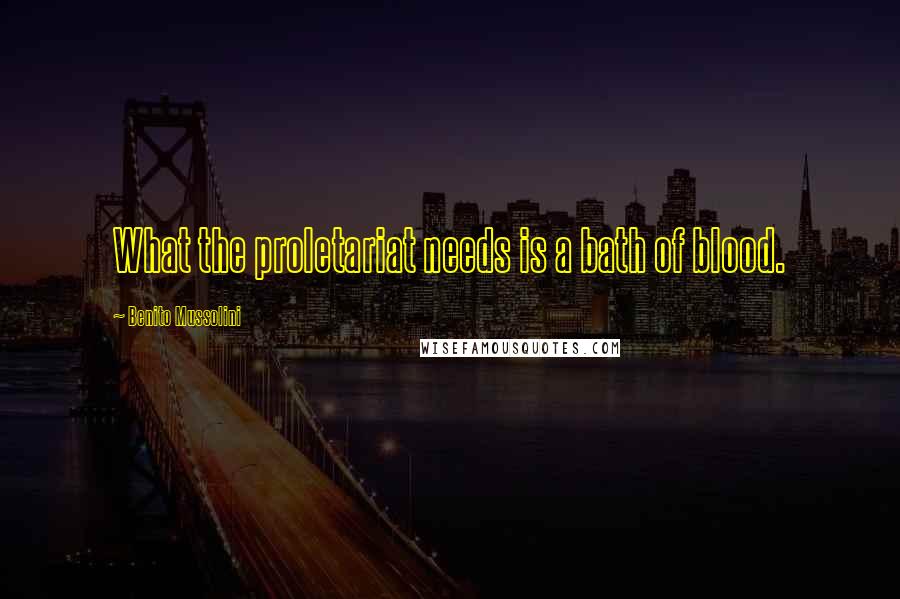 Benito Mussolini Quotes: What the proletariat needs is a bath of blood.