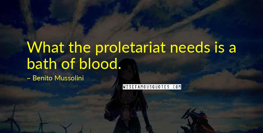 Benito Mussolini Quotes: What the proletariat needs is a bath of blood.