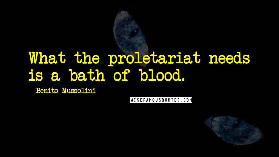 Benito Mussolini Quotes: What the proletariat needs is a bath of blood.