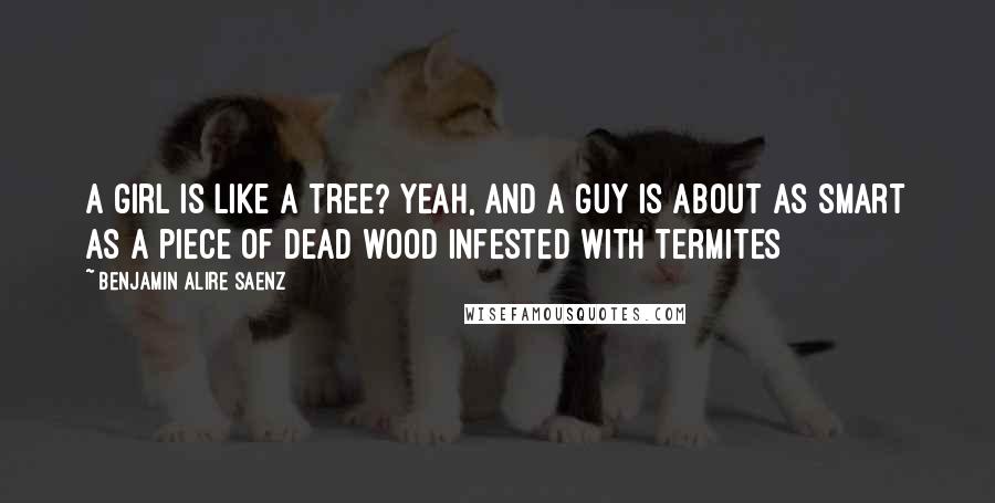 Benjamin Alire Saenz Quotes: A girl is like a tree? Yeah, and a guy is about as smart as a piece of dead wood infested with termites