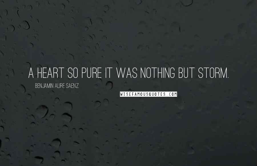 Benjamin Alire Saenz Quotes: A heart so pure it was nothing but storm.