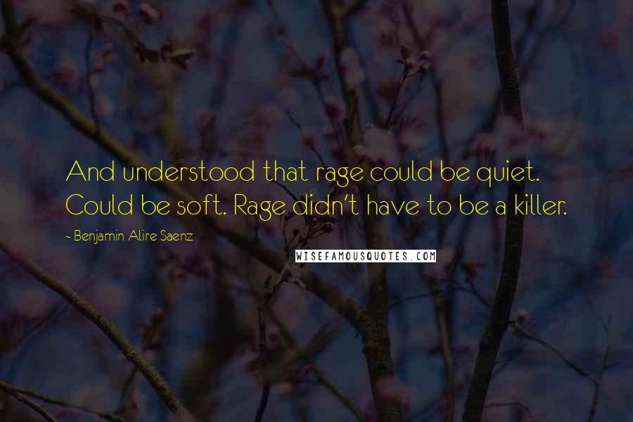 Benjamin Alire Saenz Quotes: And understood that rage could be quiet. Could be soft. Rage didn't have to be a killer.