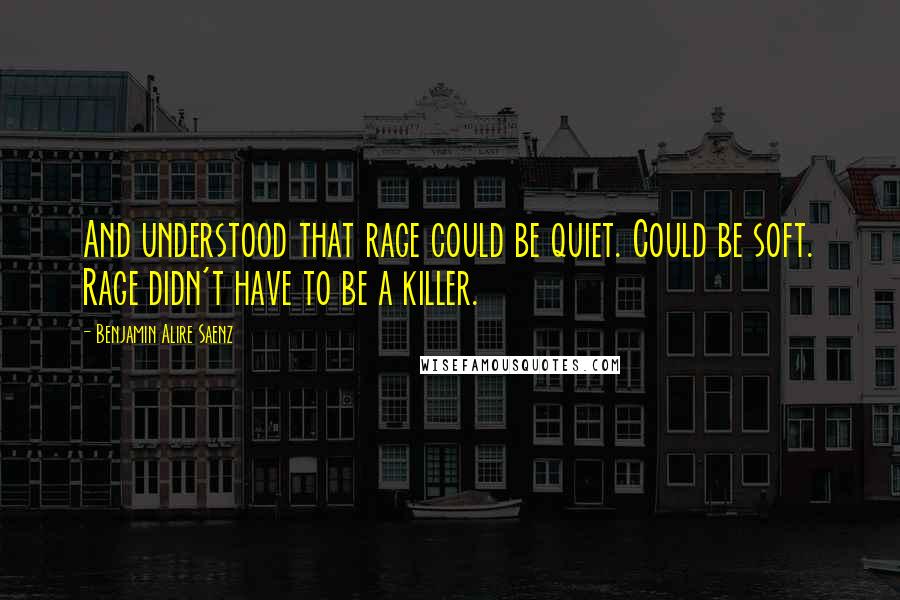 Benjamin Alire Saenz Quotes: And understood that rage could be quiet. Could be soft. Rage didn't have to be a killer.