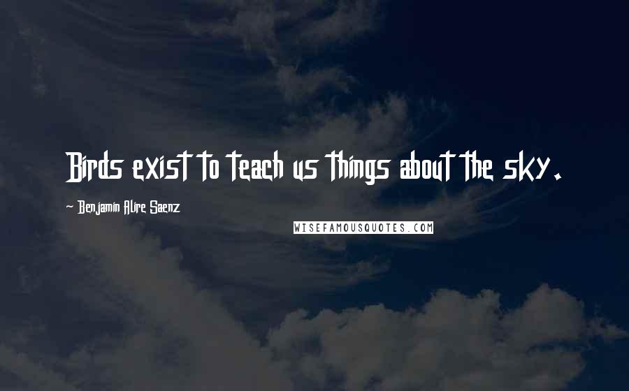 Benjamin Alire Saenz Quotes: Birds exist to teach us things about the sky.