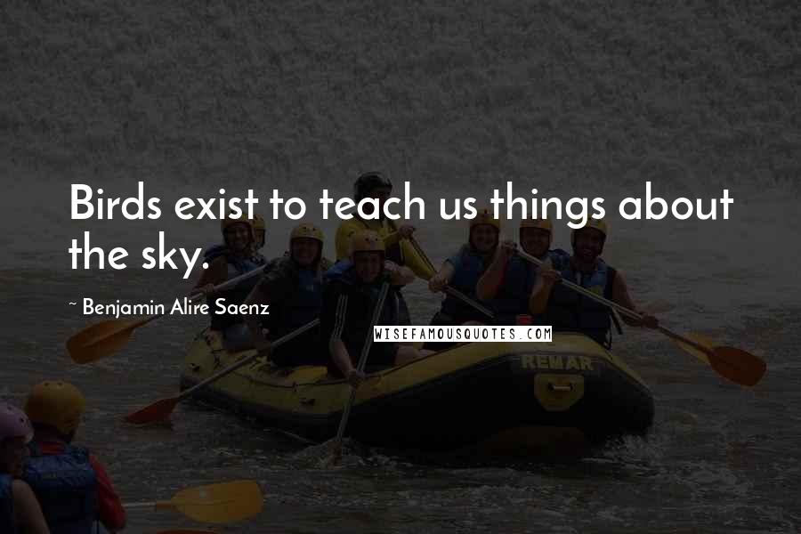 Benjamin Alire Saenz Quotes: Birds exist to teach us things about the sky.