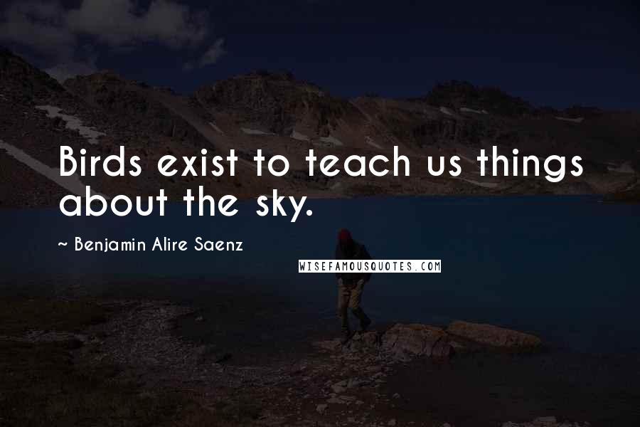 Benjamin Alire Saenz Quotes: Birds exist to teach us things about the sky.