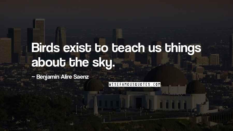 Benjamin Alire Saenz Quotes: Birds exist to teach us things about the sky.