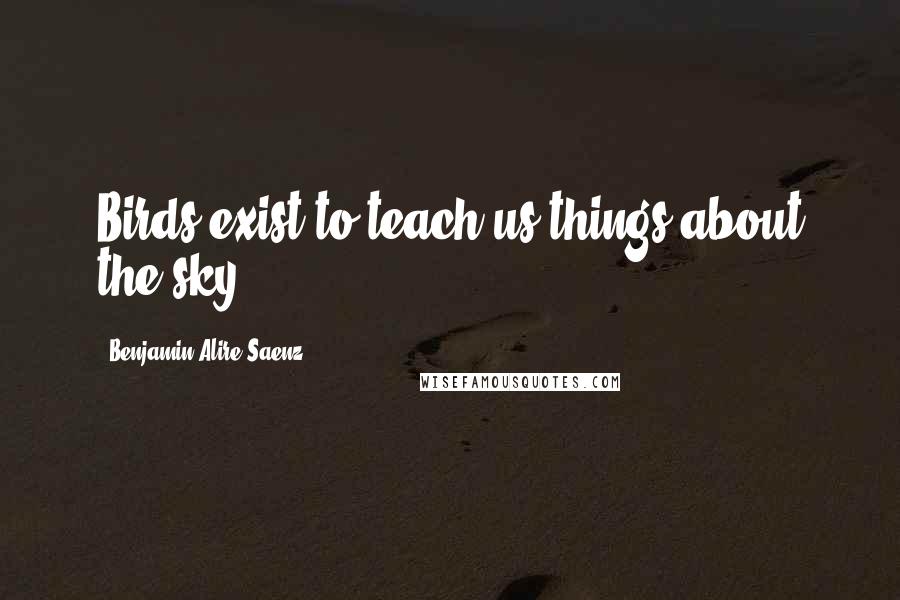 Benjamin Alire Saenz Quotes: Birds exist to teach us things about the sky.