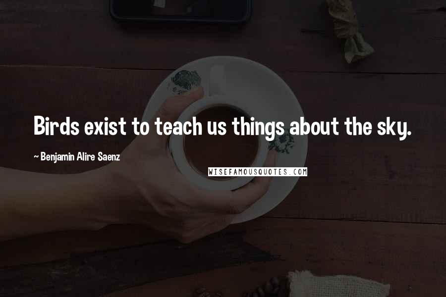 Benjamin Alire Saenz Quotes: Birds exist to teach us things about the sky.