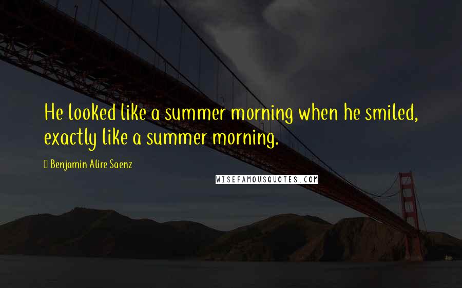 Benjamin Alire Saenz Quotes: He looked like a summer morning when he smiled, exactly like a summer morning.