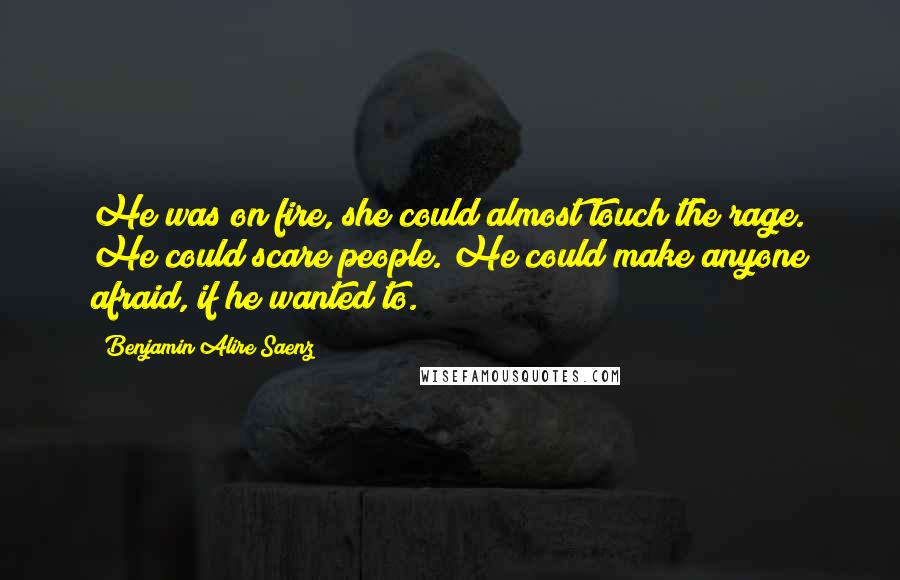 Benjamin Alire Saenz Quotes: He was on fire, she could almost touch the rage. He could scare people. He could make anyone afraid, if he wanted to.