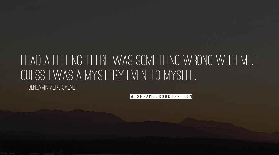 Benjamin Alire Saenz Quotes: I had a feeling there was something wrong with me. I guess I was a mystery even to myself.