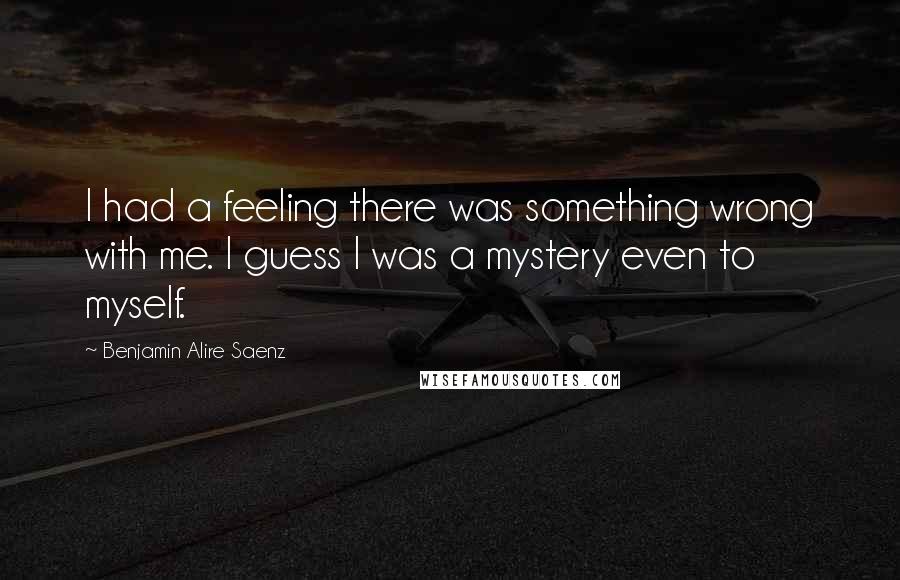 Benjamin Alire Saenz Quotes: I had a feeling there was something wrong with me. I guess I was a mystery even to myself.