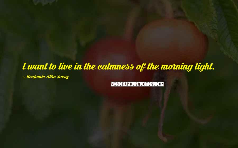 Benjamin Alire Saenz Quotes: I want to live in the calmness of the morning light.