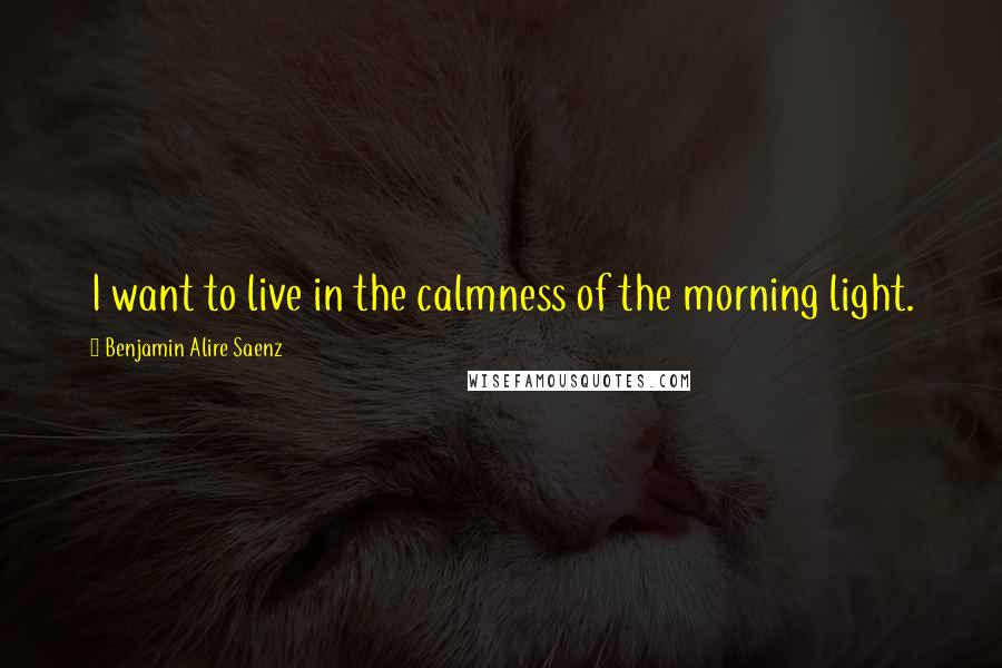 Benjamin Alire Saenz Quotes: I want to live in the calmness of the morning light.