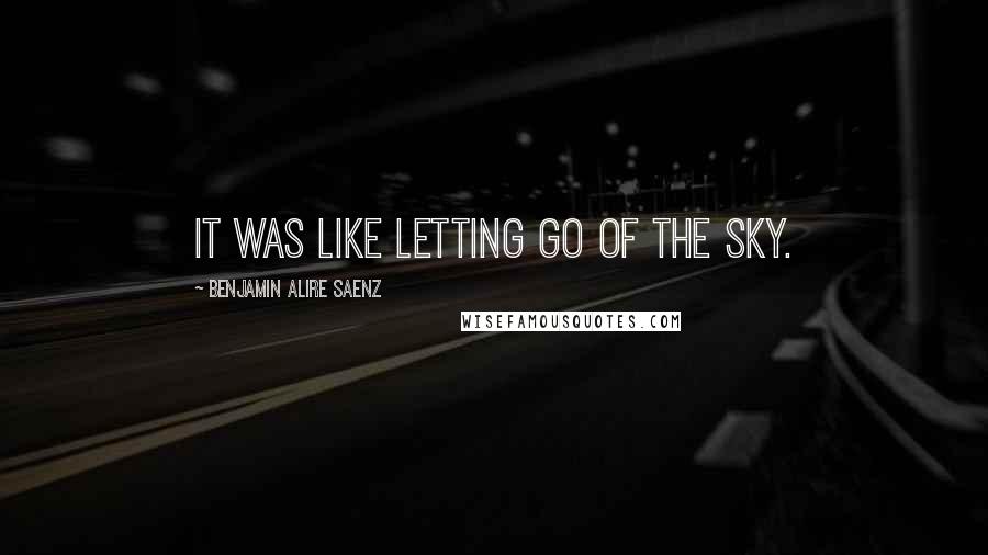 Benjamin Alire Saenz Quotes: It was like letting go of the sky.