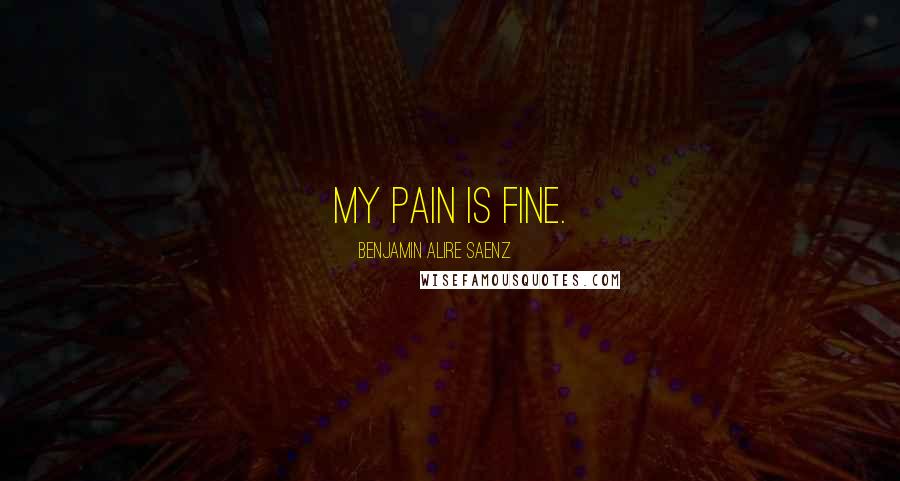 Benjamin Alire Saenz Quotes: My pain is fine.